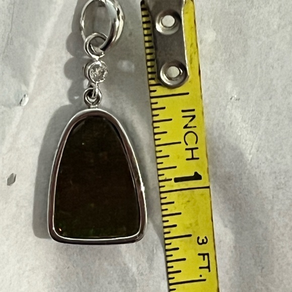 14k Ammolite and Diamond White Gold Pendant Necklace - Picture 14 of 17